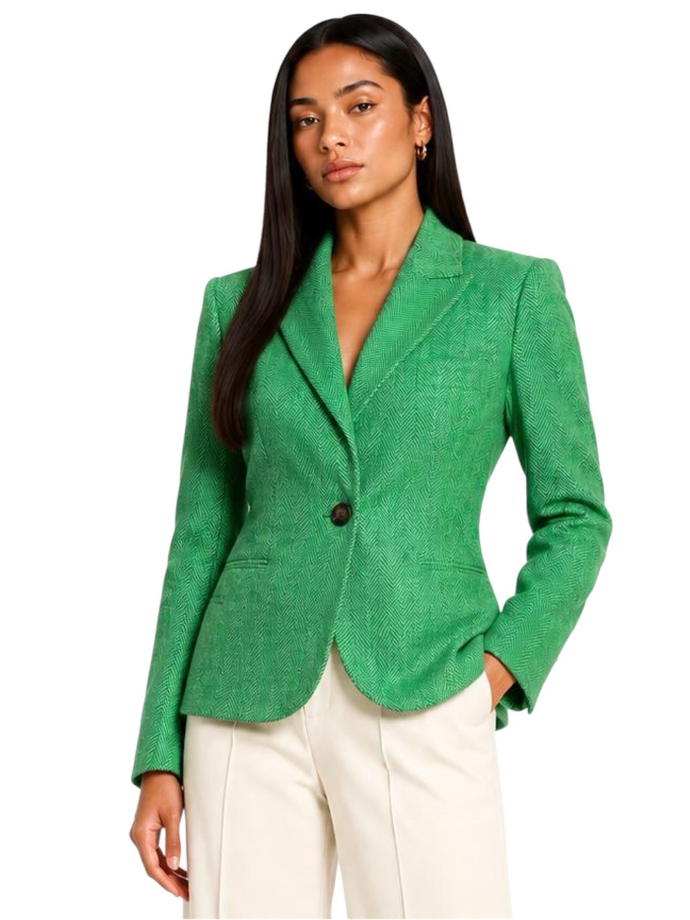 Brooks Brothers Green Wool Herringbone Single Button Blazer
